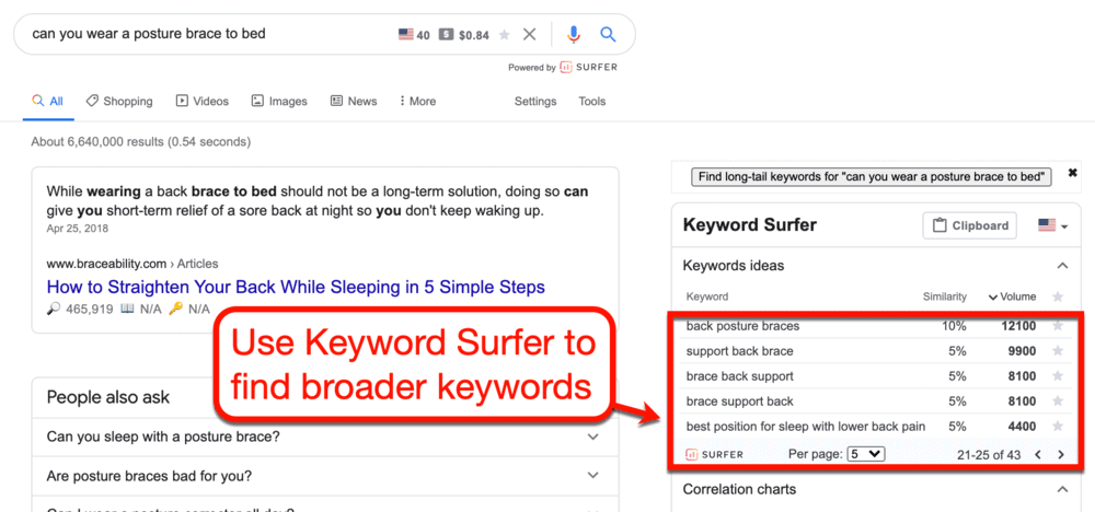Finding Broader Keywords with Keyword Surfer
