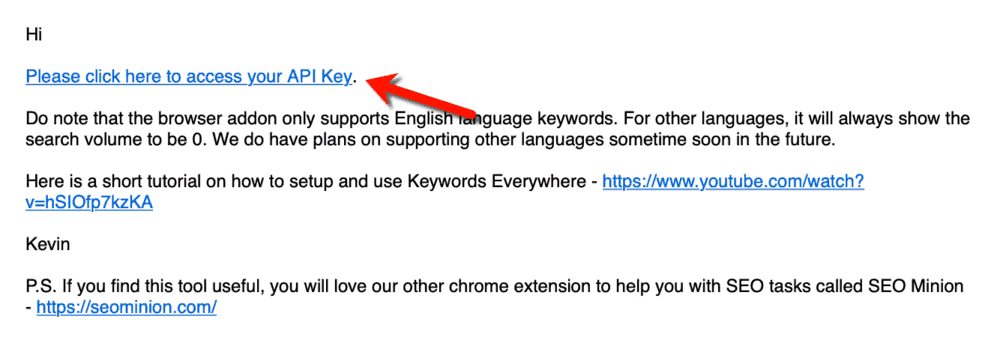 Keywords Everywhere Activation Email