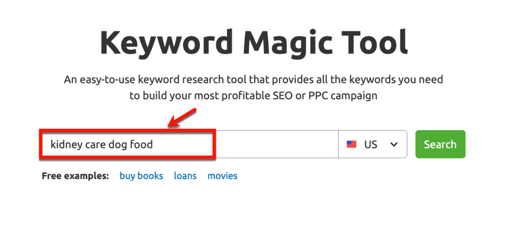 Keyword Magic Tool Kidney Care Dog Food
