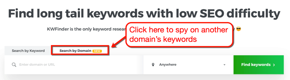 KWFinder Search by Domain