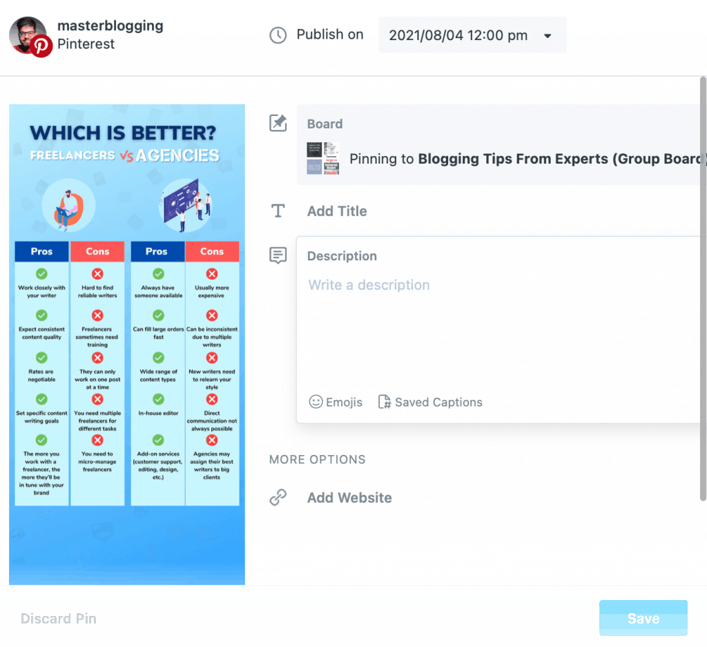 Creating a Pin with Later
