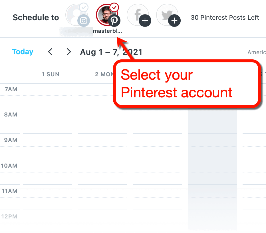 Later Scheduling with Pinterest Account