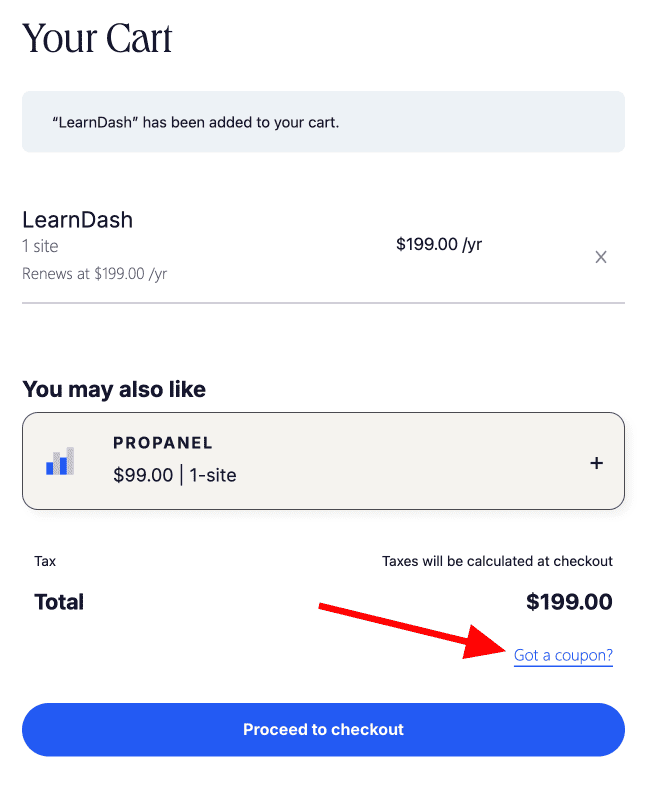 LearnDash discount coupon