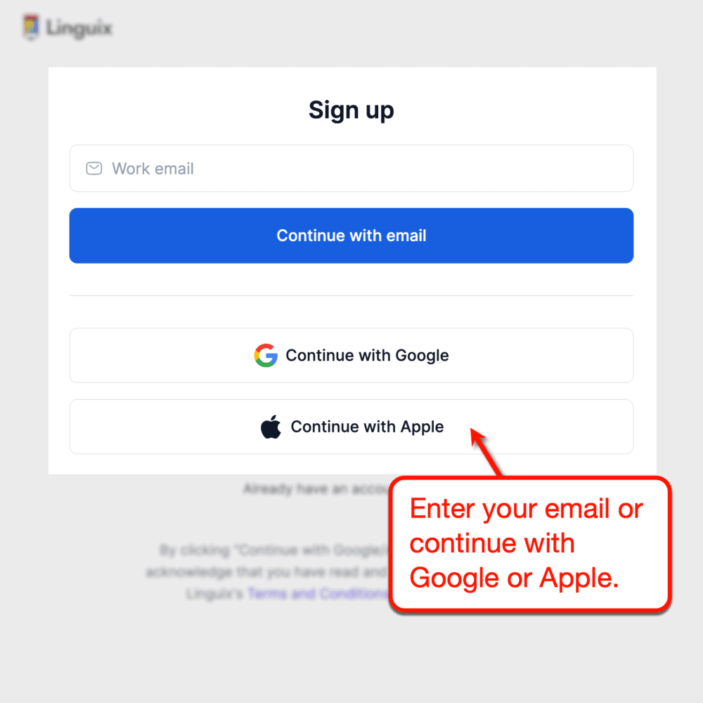 Linguix registration options