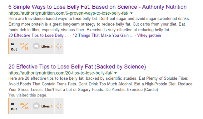 LinkMiner Result in SERP