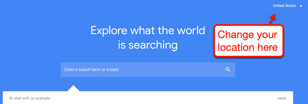 Google Trends Location Settings