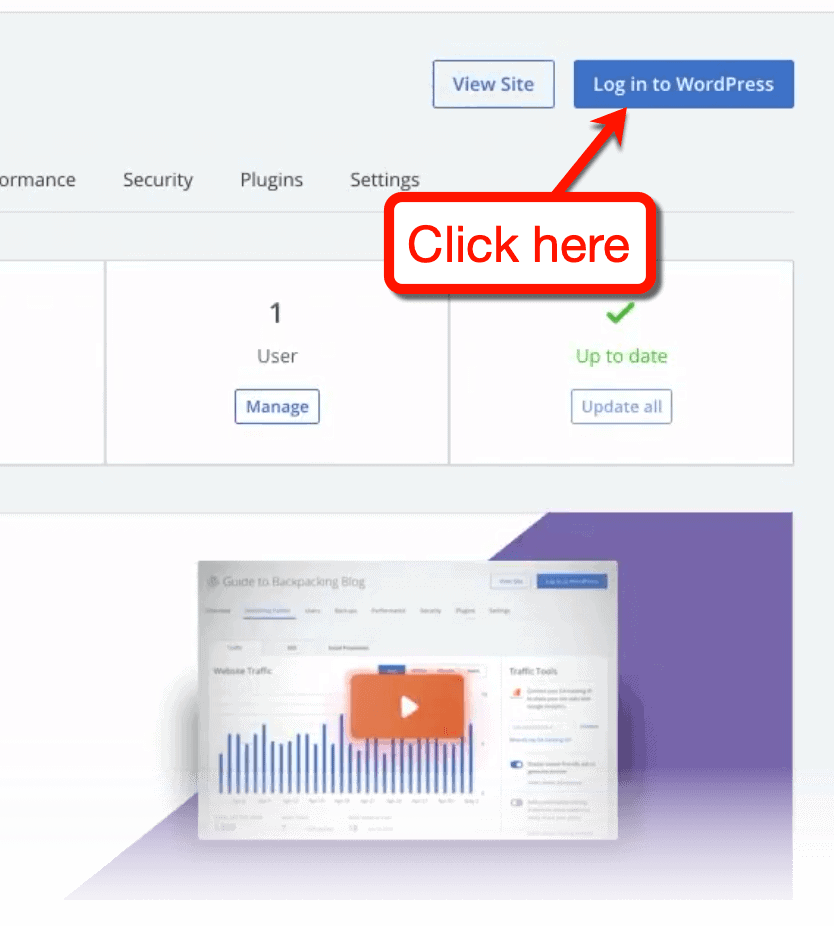 Bluehost WordPress Login Button
