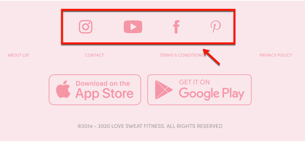 Love Sweat Fitness Social Media Links