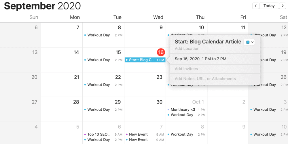 macOS default calendar app