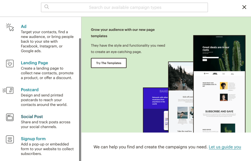 MailChimp Creating New Campaign