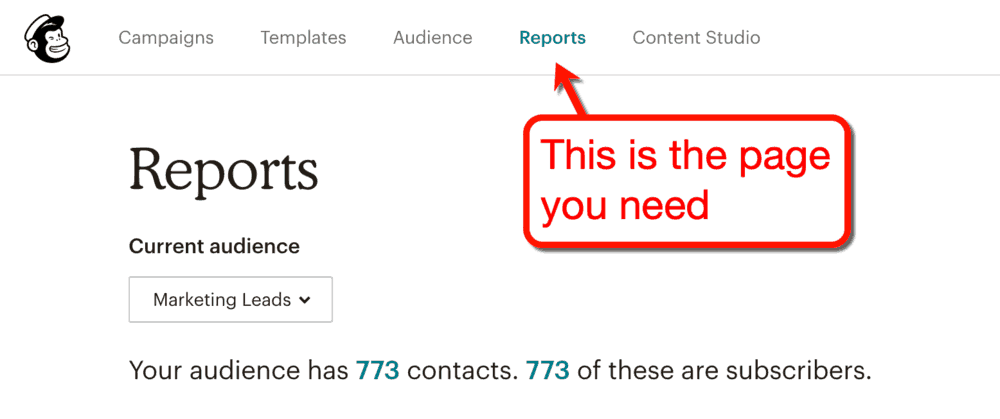 MailChimp Reports Tab