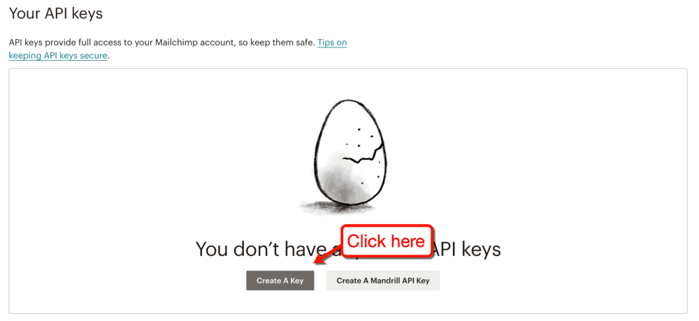 MailChimp API Keys List