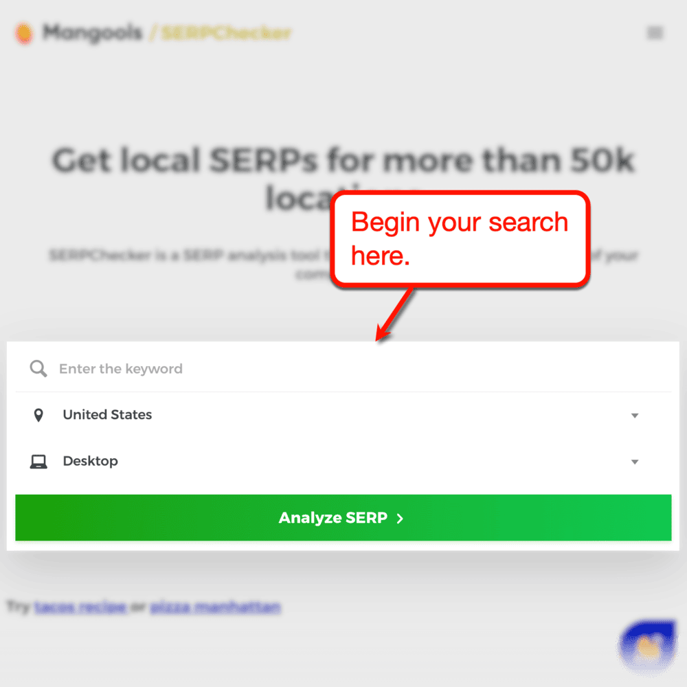 Mangools SERPChecker tool search bar