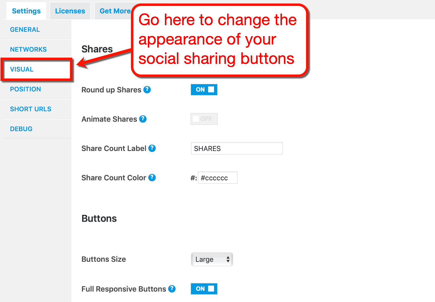 MashShare Visual Settings Page