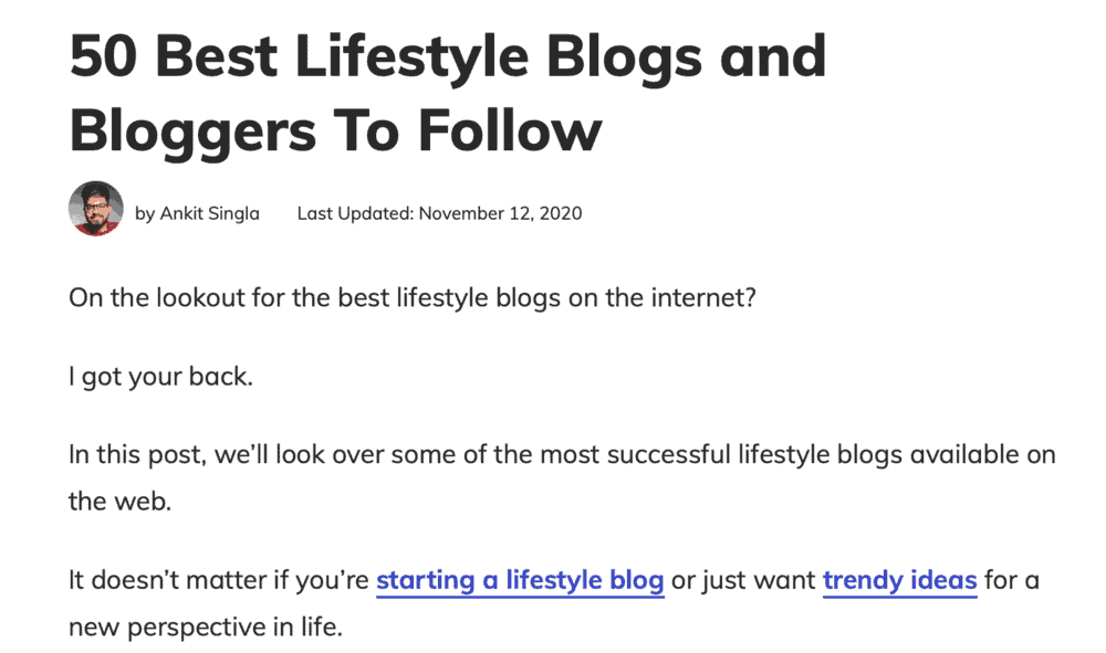 Master Blogging Top Bloggers Listicle Example