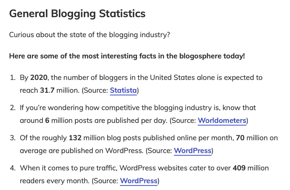 Master Blogging General Blogging Statistics
