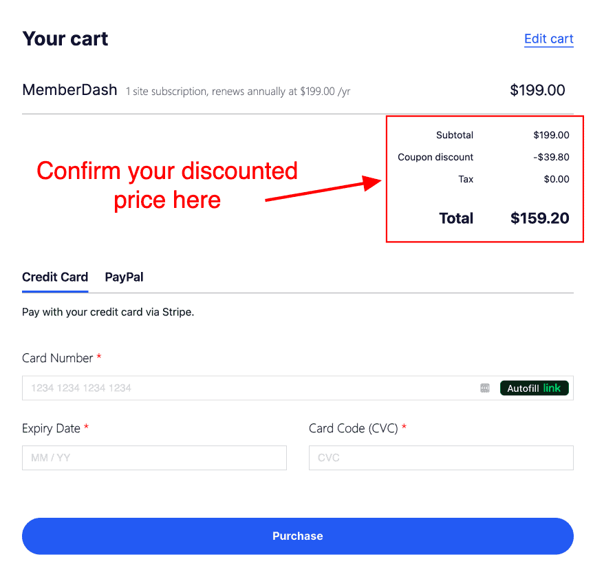 MemberDash price discount