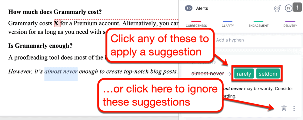 Grammarly Suggestions