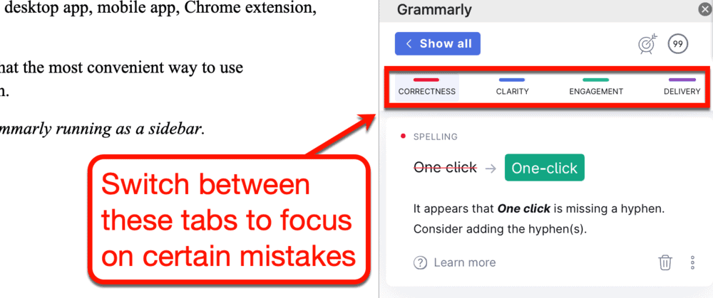 Grammarly Tabs