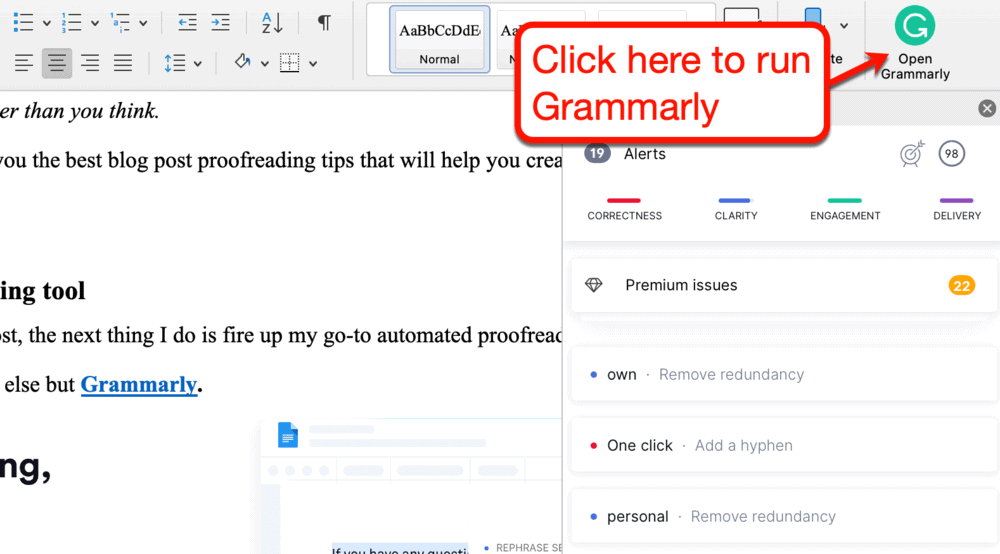 Running Grammarly on Microsoft Word