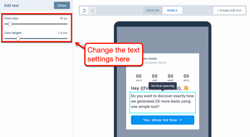 Text Element Mobile Editing Options