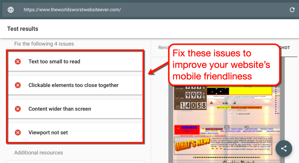 Mobile-Friendly Test Results Page