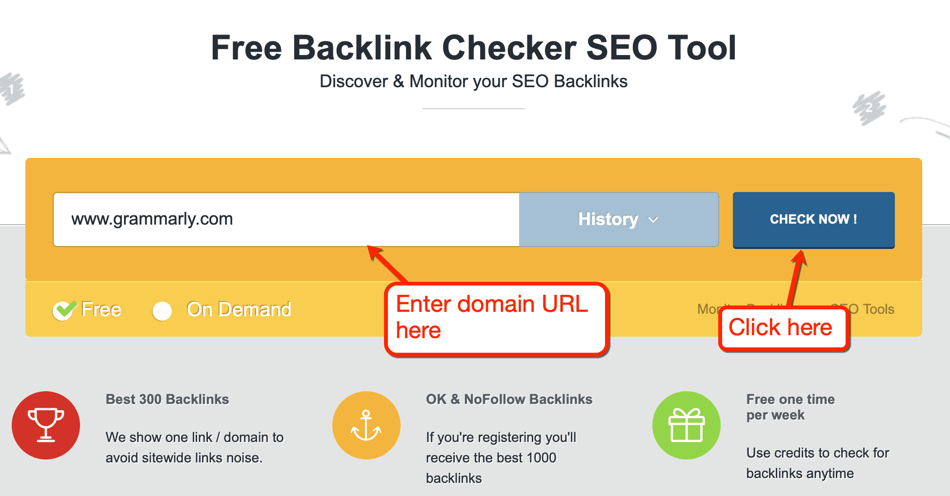 monitor backlinks start page