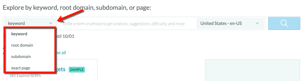 Moz Keyword Explorer Options
