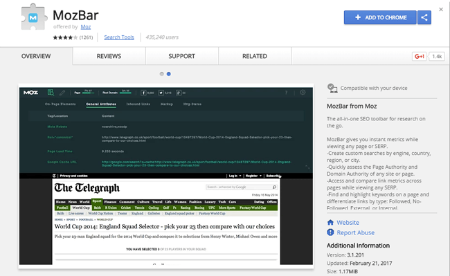 Mozbar Chrome Extension