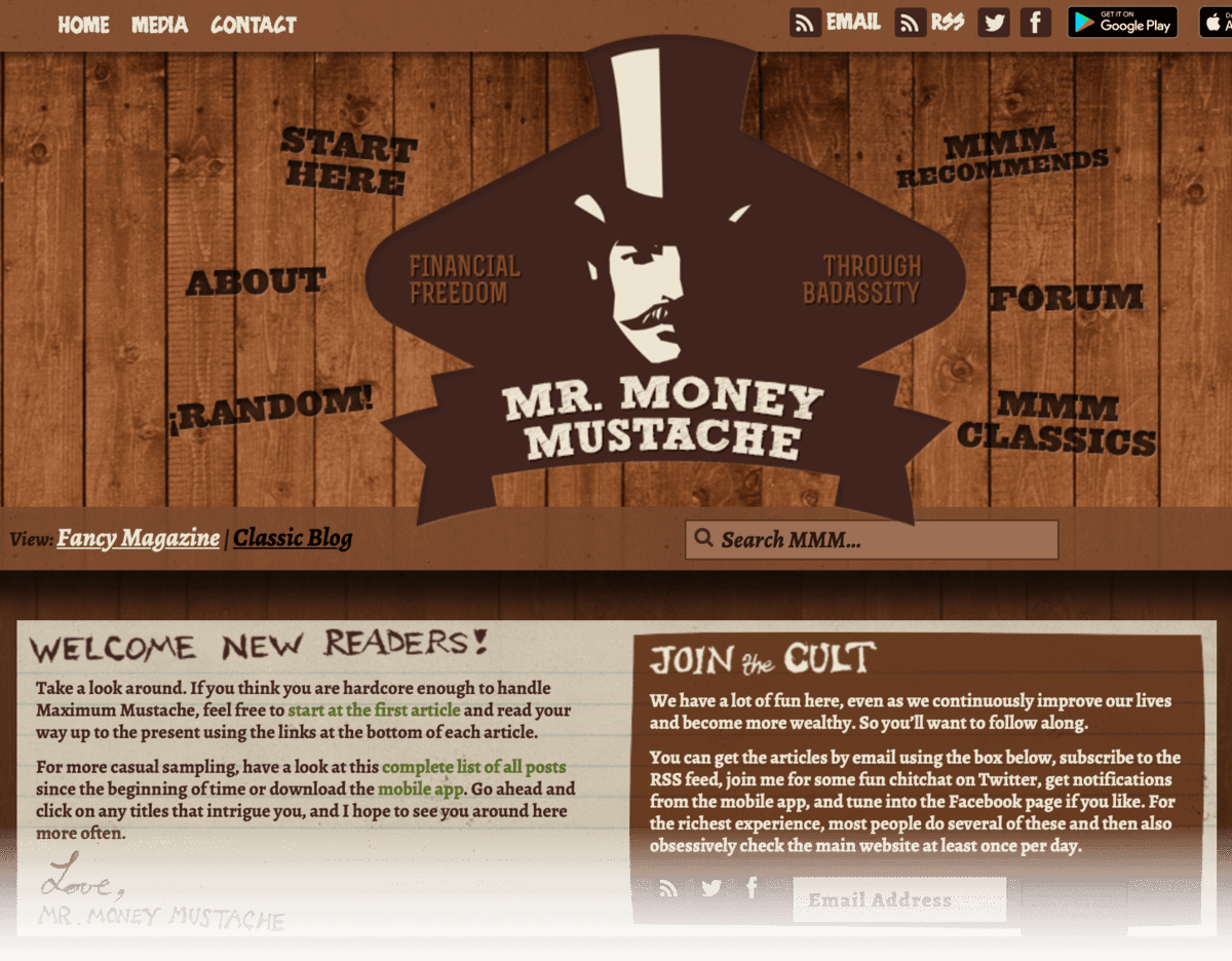 Mr Money Mustache Homepage