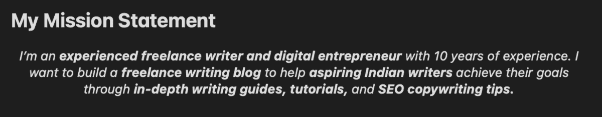 Mission Statement Example