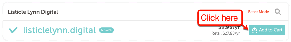 NameCheap Add to Cart Button