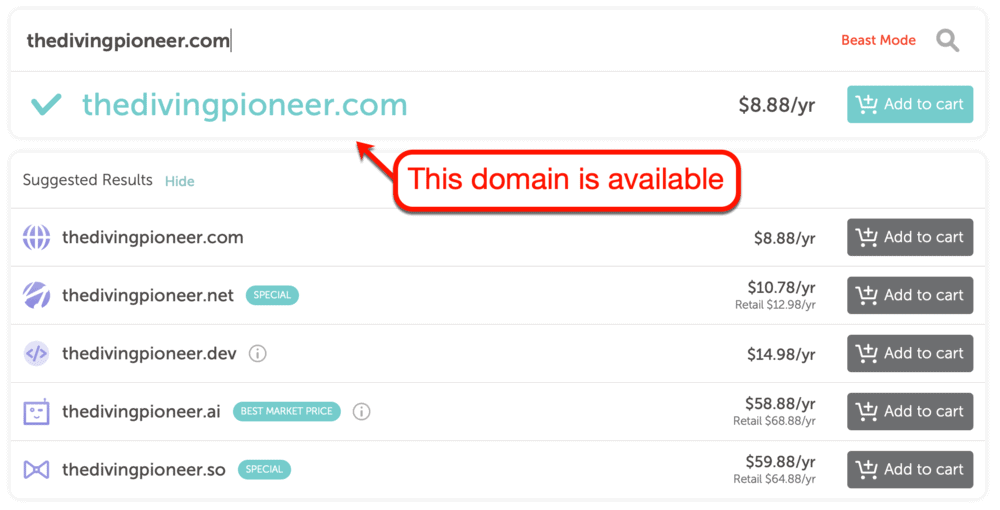 NameCheap available domain name