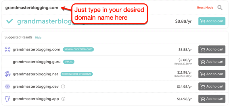 NameCheap Domain Search