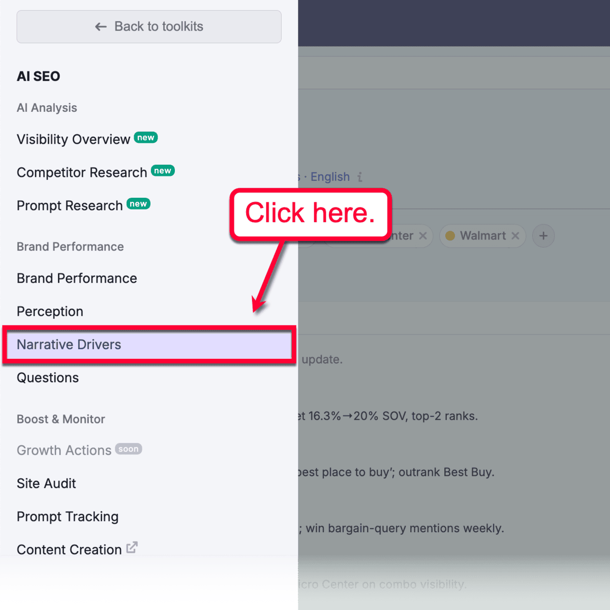 AI Narrative Drivers Menu
