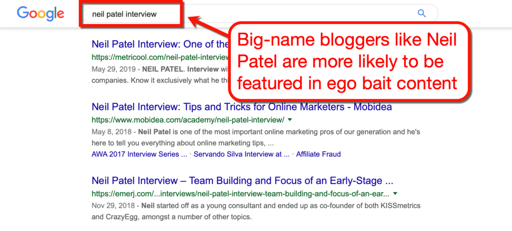 Neil Patel as a Target of Ego Bait