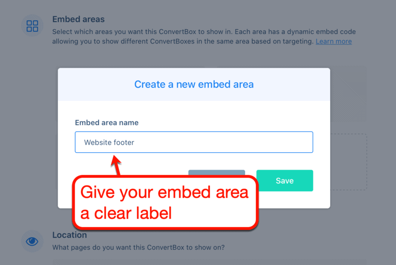 Creating a New Embed Area