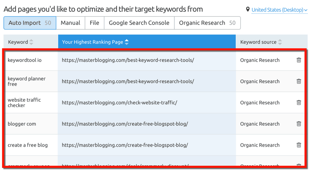 On-Page SEO Checker Automatic Import
