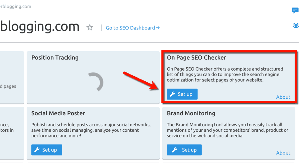 Dashboard On-Page SEO Checker Shortcut