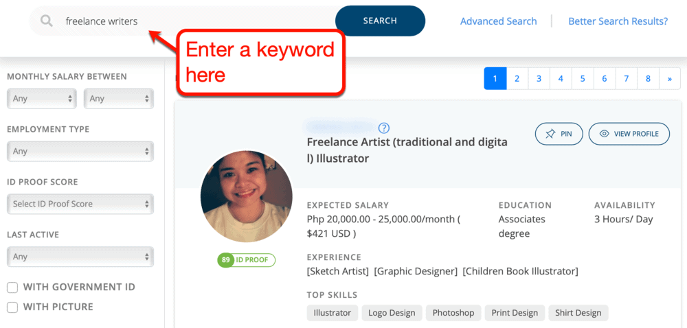 Looking for freelancers in OnlineJobs.ph