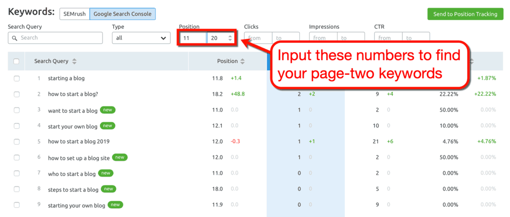 Google Search Console Keyword Filters