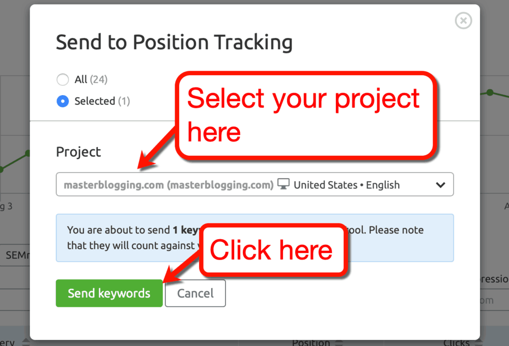 Send to Position Tracking Tool