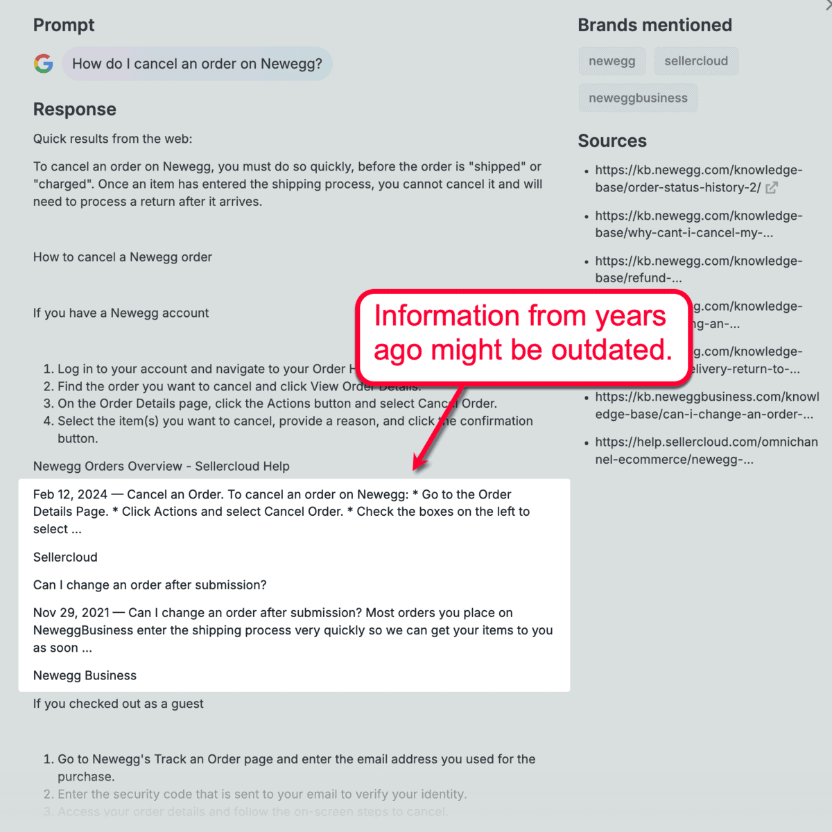 Detected Outdated Information