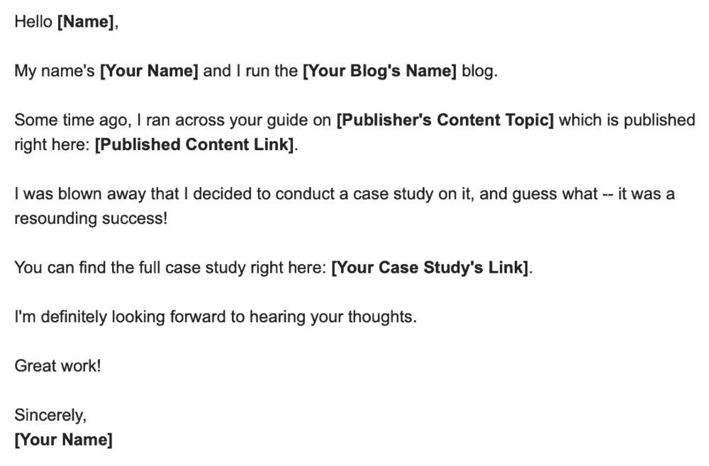 Outreach Email Template Case Study