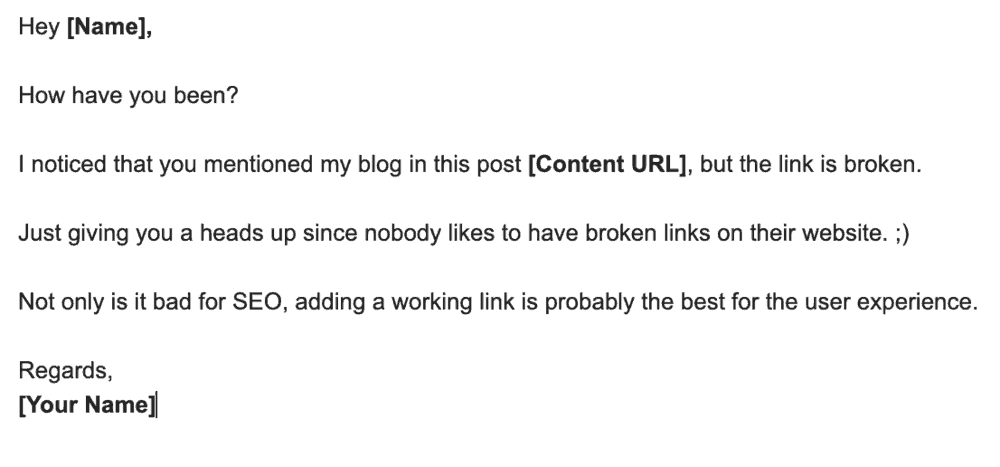 Outreach Email Sample Link Reclamation