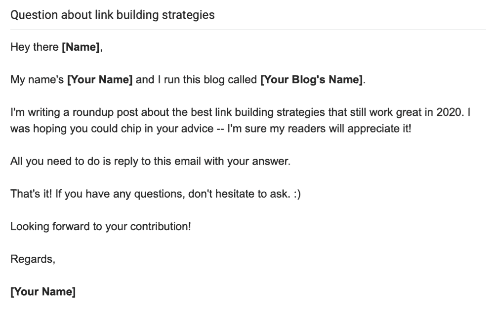 Outreach Email Sample for Roundups