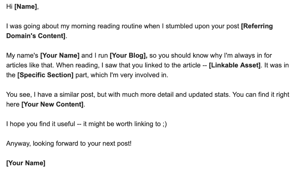 Outreach Email Sample for Skyscraper Technique