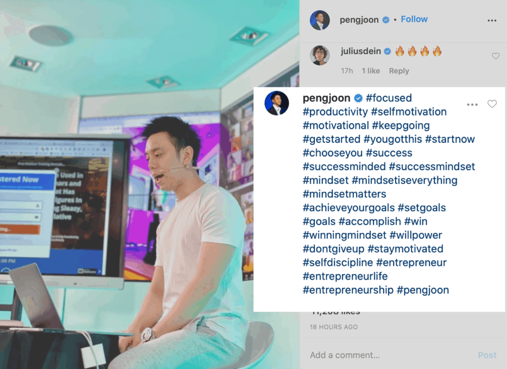 How Peng Joon adds hashtags