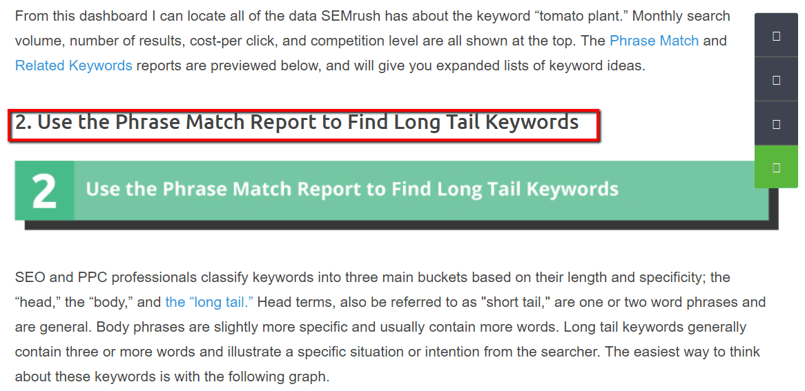Phrase match report find long tail keywords