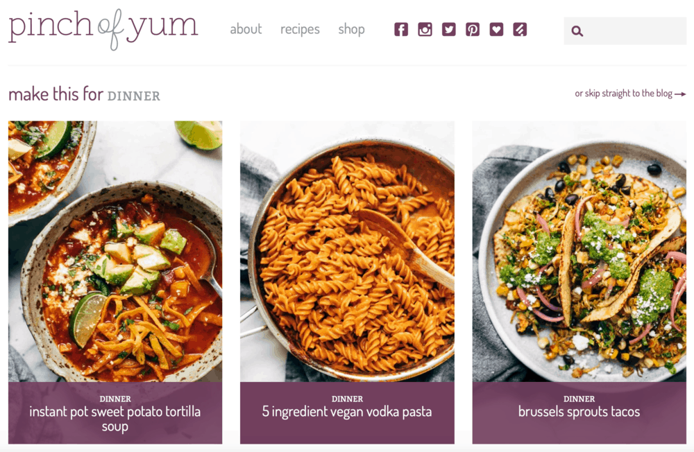 Pinch of Yum Homepage